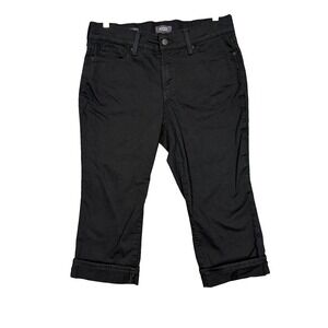 NYDJ Pants Womens 8P Petite Black Marilyn Crop Sewn Cuff Capri Lift Tuck Shaping